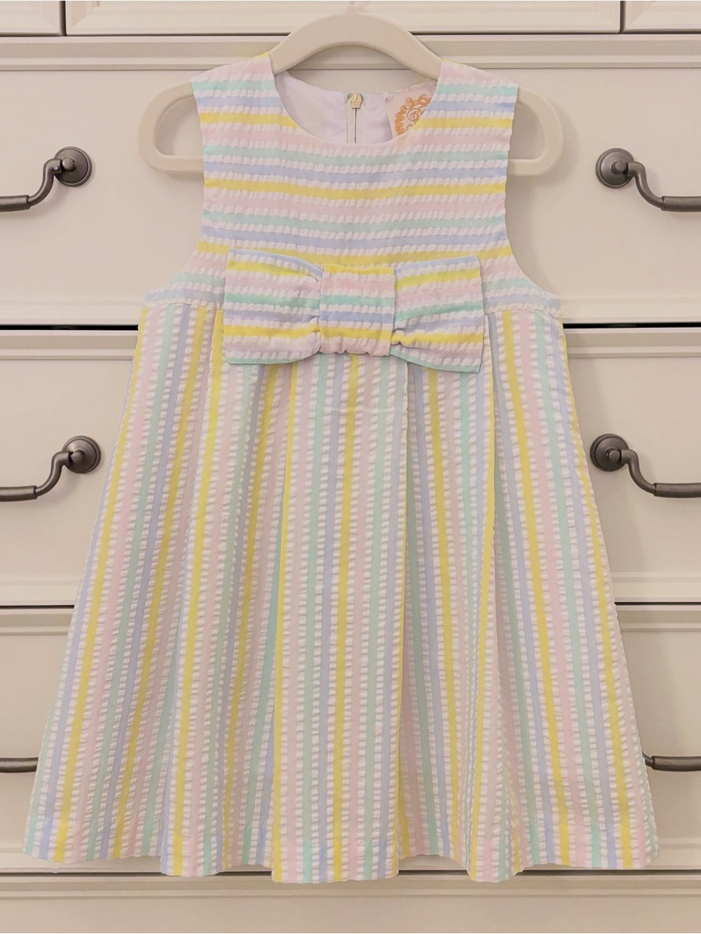 EUC The Beaufort Bonnet Company Pastel Seersucker Dress Size 4T
